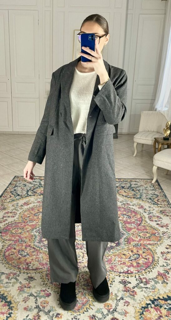 Manteau Long Gris Chiné