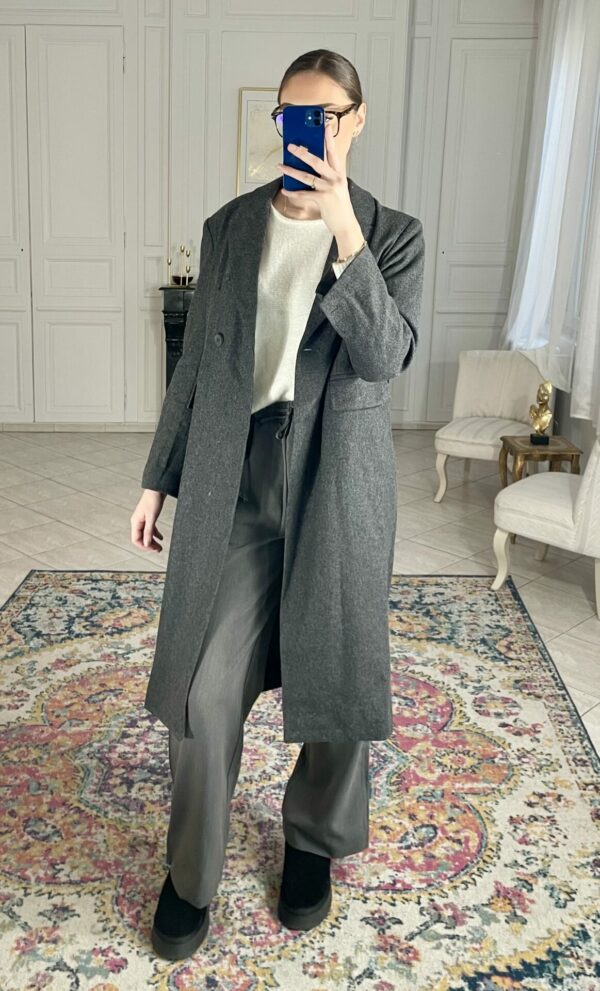 Manteau Long Gris Chiné